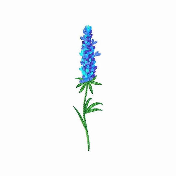 Bluebonnet Machine Embroidery Design - 6 SIZES, Sketch Machine Embroidery lupine, Texas Wildflowers Filled Design, Instant Download Design.