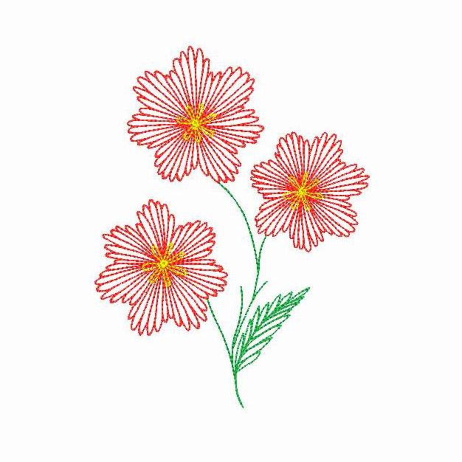 Gerbera Daisy Machine Embroidery Design Digital Machine Etsy
