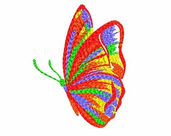 Butterfly Machine Embroidery Design, Machine Embroidery Floral Butterfly, Rainbow Butterfly Digital Embroidery, Butterfly Embroidery File.