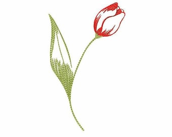 Tulip Machine Embroidery Design 5 SIZES, Tulip Flower Digital Embroidery, Spring Tulip Digital Embroidery, Easter Tulip Machine Embroidery.