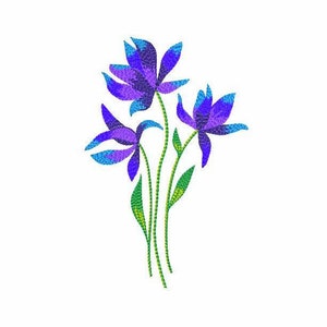 花束の機械刺繍デザイン 5 サイズ、スケッチ機械刺繍花束青い野生の花、即時ダウンロードデザイン。