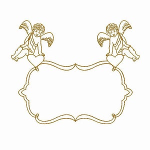 Wedding Frame Machine Embroidery Design 5 SIZES, Cute Frame with Angels Machine Embroidery File, Monogram Frame Digital Embroidery File.