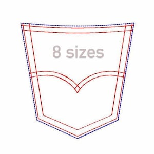Jeans Pocket Machine Embroidery Design – 8 SIZES, Denim Pocket Digital Embroidery File, Fake Pocket Embroidery Design, Instant Download File