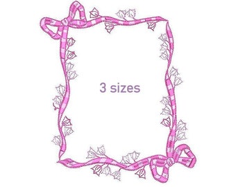 Frame for Monogram with Bows Machine Embroidery Design 3 SIZES, Sketch Machine Embroidery Beautiful Monogram Frame, Instant Download Design.
