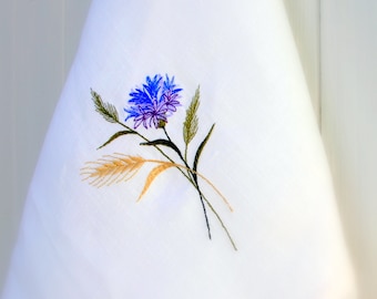 Blue Cornflower Machine Embroidery Design 7 SIZES, Cornflower Digital Embroidery, Blue Knapweed Machine Embroidery, Wildflowers Embroidery.
