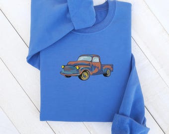Vintage Car Machine Embroidery Design 4 SIZES, Retro Car Digital Embroidery, Rustic Car Embroidery File, Instant Download Embroidery File.