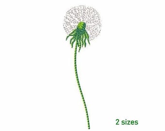 Dandelion Machine Embroidery Design 2 SIZES, White Dandelion Digital Embroidery, White Wildflower Dandelion Flower Machine Embroidery File.