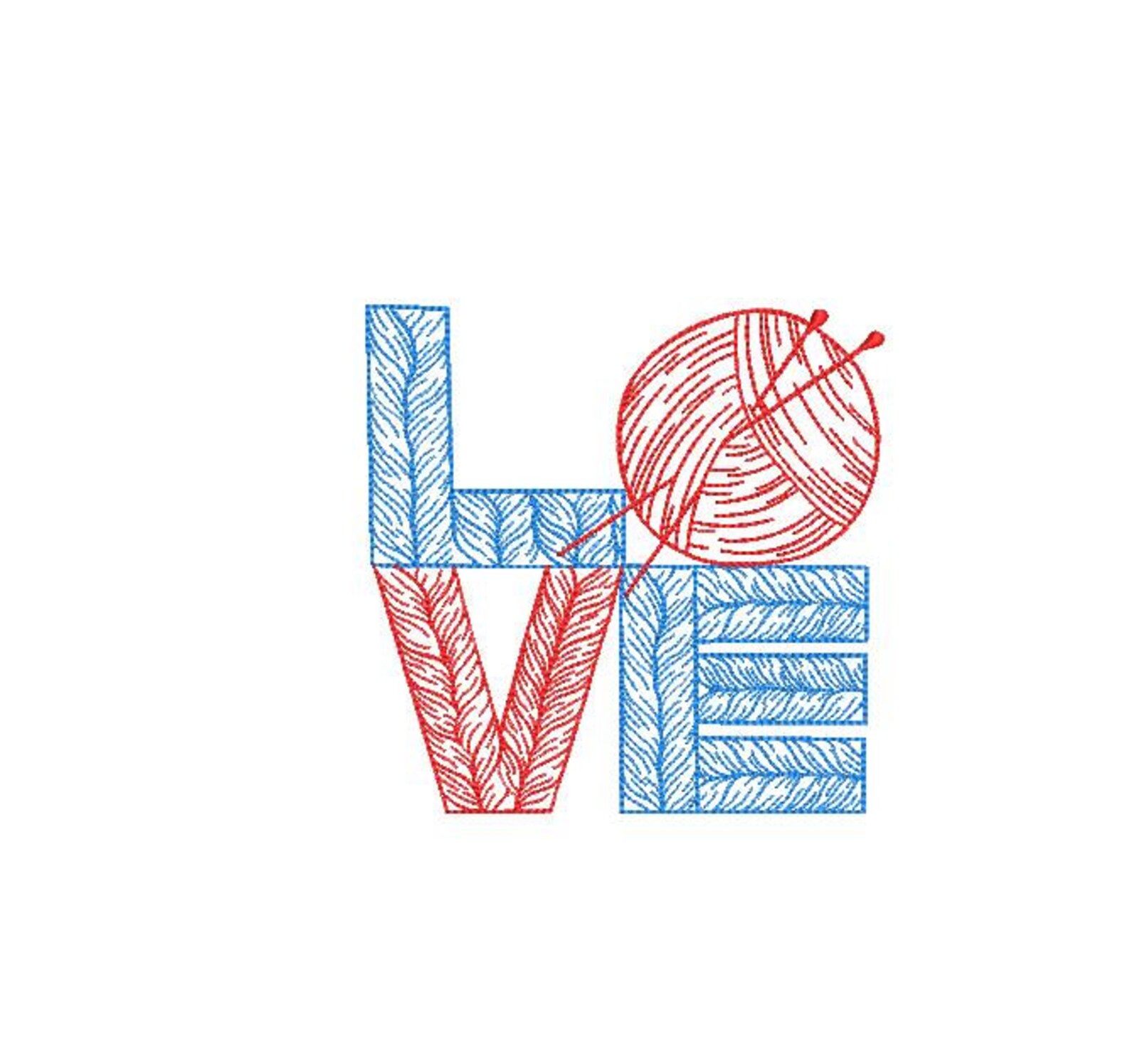 Love Knitting Machine Embroidery Design 4 SIZES Sketch Etsy