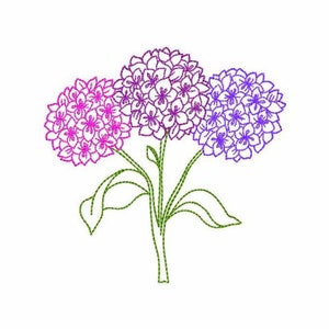 Hydrangea Machine Embroidery Design 3 SIZES, Blooming Hydrangea Flowers Digital Embroidery, Garden Hydrangea Bouquet Machine Embroidery File