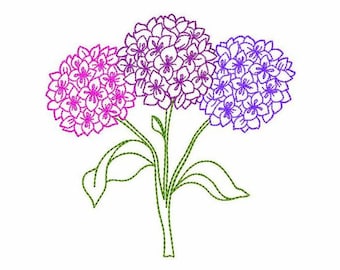 Hydrangea Machine Embroidery Design 3 SIZES, Blooming Hydrangea Flowers Digital Embroidery, Garden Hydrangea Bouquet Machine Embroidery File