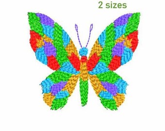 Butterfly Machine Embroidery Design 2 SIZE, Digital Embroidery Rainbow Butterfly, Floral Butterfly Embroidery, Butterfly Embroidery File.