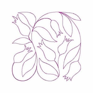 Tulips Quilt Block Machine Embroidery Design 4 SIZES, Edge to Edge Continuous Stipple Embroidery, Floral Quilting Block Embroidery Design.