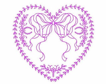 Diseño de bordado a máquina de corazón floral en 3 tamaños, lindo bordado digital de corazón, bordado a máquina de corazón floral, bordado de corazón de una sola línea.