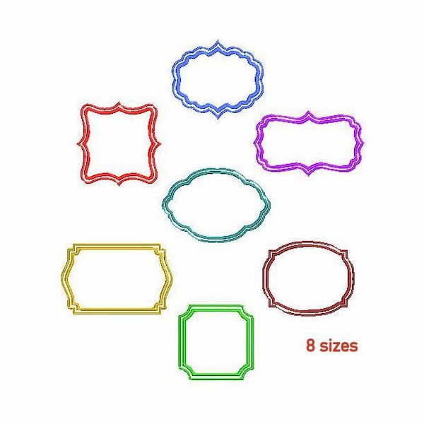 SET 7 Frames Machine Embroidery Design - 8 SIZES, Monogram Frame Digital Embroidery File, Beautiful Frame Outline Machine Embroidery File.