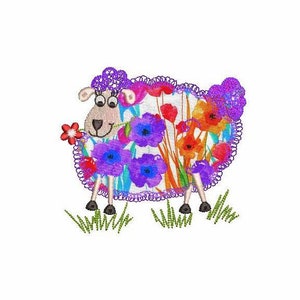 Sheep Applique Machine Embroidery Design, Sketch Machine Embroidery Applique Ewe, Lamb Sheep Applique Design, Instant Download Design.