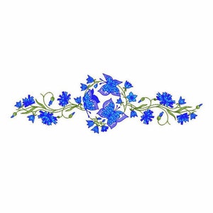Cornflowers Border Machine Embroidery Design 6 SIZES, Blue Cornflowers Ornament for Machine Embroidery, Cornflowers Digital Embroidery File.