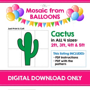 Globos de cactus, mosaico de globos, letras de mosaico, decoración de fiesta, 2 pies, 3 pies, 4 pies, 5 pies