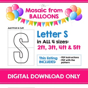 Mosaik Buchstaben S, Mosaik Buchstaben, Mosaik aus Ballons, digitaler Download