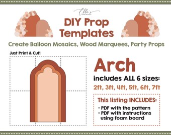 Mosaic Arch Prop Template, Wall Backdrop Template,  Arch Mosaic from Balloons, Archway Marquee, Bday Props, DIGITAL FILE, DIY Props