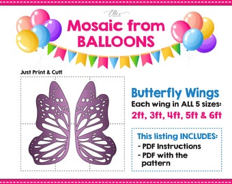 Butterfly Wings Prop Template, Mosaic Template, Birthday Decor, Wing, Mosaic Template, Baby Shower, Prop Template, Mosaic Templates