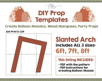 Slanted Arch Template, Archway Backdrop Template,  Chiara Wall Mosaic from Balloons, Arch Marquee, Bday Props, DIGITAL FILE, DIY Props
