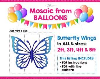 Butterfly Wings Prop Template, Mosaic Template, Birthday Decor, Wing, Mosaic Template, Baby Shower, Prop Template, Mosaic Templates