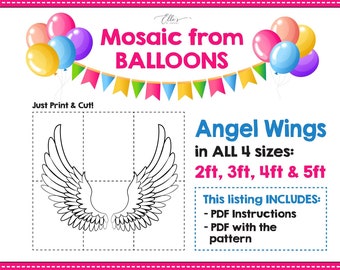 Modèle d'accessoire d'ailes d'ange, Modèle de mosaïque, Décoration de baptême, Aile, Modèle de mosaïque, Shower de bébé, Modèle d'accessoire, Modèles de mosaïque