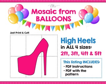 High Heels from Balloons, Girls Mosaic Template, Heels Mosaic From Balloons, Template from Balloons, Mosaic from Balloons PDF File