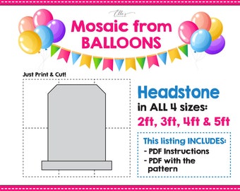 Headstone Mosaic from Balloons, Memorial, Grave Mosaic Template, RIP Mosaic From Balloons, Funeral Template from Balloons, Mosaic Balloons