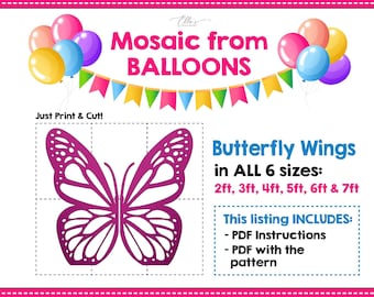 Butterfly Wings Prop Template, Mosaic Template, Birthday Decor, Wing, Mosaic Template, Baby Shower, Prop Template, Mosaic Templates