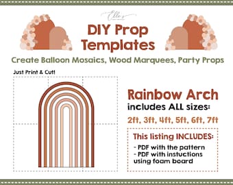 Rainbow Arch Prop Template, Wall Backdrop Template,  Arch Mosaic from Balloons, Archway Marquee, Bday Props, DIGITAL FILE, DIY Props