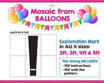 Exclamation Mark, Balloon Mosaic Template, Mosaic Exclamation Template, Giant Letters, Mosaic from Balloons, DIGITAL FILE