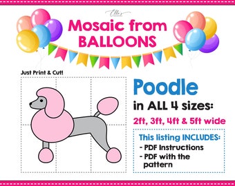 Poodle from Balloons, Dog Mosaic Template, Poodle Mosaic From Balloons, Dog Template from Balloons, Mosaic from Balloons, DIGITAL FILE