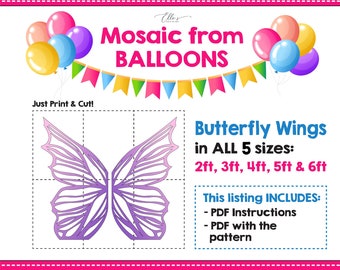 Butterfly Wings Prop Template, Mosaic Template, Birthday Decor, Wing, Mosaic Template, Baby Shower, Prop Template, Mosaic Templates