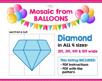 Diamond Balloon Mosaic Template, Bridal Shower Decor (Digital Download)