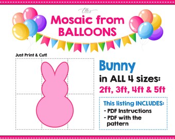 Easter Bunny Mosaic from Balloons, Mosaic from Balloons, Rabbit, Peeps, Mosaic Template, Easter Mosaic from balloons, Bunny Balloons