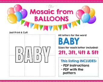 BÉBÉ - lettres en mosaïque pour bébé, mosaïque de ballons, 2 pieds, 3 pieds, 4 pieds, 5 pieds, téléchargement numérique, lot de mosaïque, affaire, modèle de mosaïque