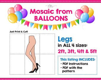 Legs from Balloons, Woman's Legs Mosaic Template, Legs with High Heels Mosaic From Balloons, Template from Balloons,DIGITAL File, PDF File