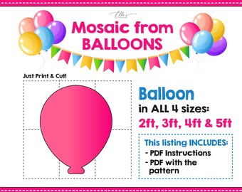 Balloon Mosaic Template, Mosaic from Balloons, Balloon Mosaic Template, Mosaic From Balloons, Template from Balloons, DIGITAL DOWNLOAD