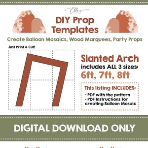 Slanted Arch Template, Archway Backdrop Template,  Chiara Wall Mosaic from Balloons, Arch Marquee, Bday Props, DIGITAL FILE, DIY Props