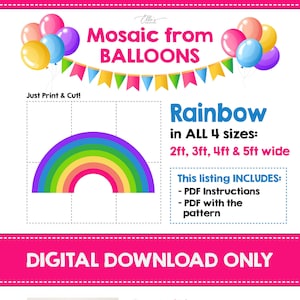 Rainbow from Balloons, Mosaic from Balloons, Mosaic Letters, Mosaic Template, 2ft, 3ft, 4ft, 5ft