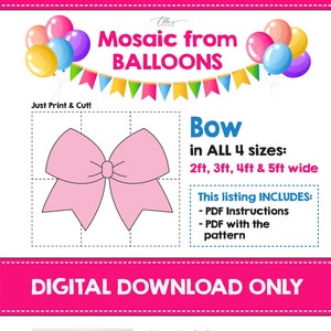Mosaic Pink Ribbon Balloon Template/3ft, 4ft and 5ft Ribbon Mosaic From  Balloons Templates With Step by Step Instructions/instant Download 