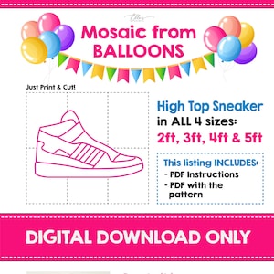 Sneaker da palloncini, Mosaico di scarpe da palloncini, Idee di arredamento, Lettere di mosaico, Modello di mosaico, 2 piedi 3 piedi, 4 piedi, 5 piedi, Fai da te, Sneaker a mosaico