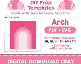 Arch Backdrop Template SVG Cut File and Mosaic Template Rainbow Arch Backdrop Template,  Square Arch Mosaic Party Wall DIGITAL File