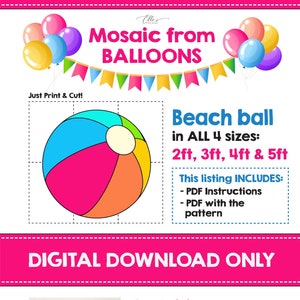 Beach Ball from Balloons, Mosaic Template, Beachball  Mosaic From Balloons, Ball Template from Balloons, Sports Mosaic from Balloons, PDF