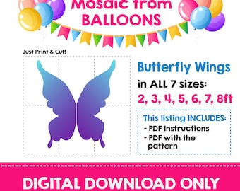 Butterfly Wings Prop Template, Mosaic Template, Birthday Decor, Wing, Mosaic Template, Baby Shower, Prop Template, Mosaic Templates