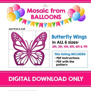 Butterfly Wings Prop Template, Mosaic Template, Birthday Decor, Wing, Mosaic Template, Baby Shower, Prop Template, Mosaic Templates zdjęcie 1