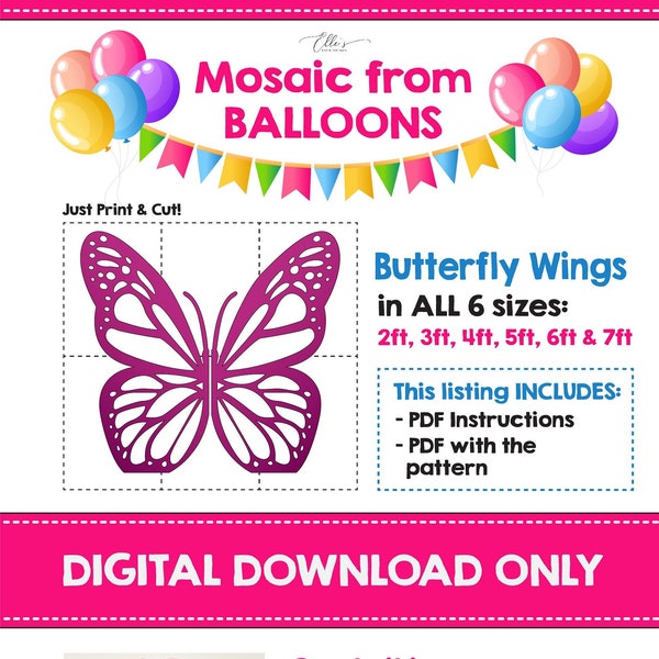 Butterfly Wings Prop Template, Mosaic Template, Birthday Decor, Wing, Mosaic Template, Baby Shower, Prop Template, Mosaic Templates