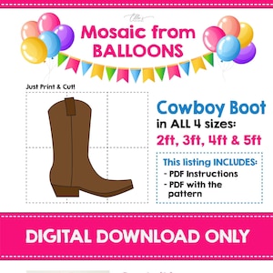 Mosaico di stivali da cowboy da palloncini, Mosaico di stivali da cowboy da palloncini, Idee per decorazioni da cowgirl, Forma di mosaico rustico, Mosaico, Modello digitale