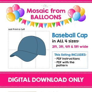 Cap from Balloons, Baseball Cap Mosaic Template, Hat Mosaic From Balloons, Baseball Template from Balloons, Mosaic Balloons, DIGITAL FILE